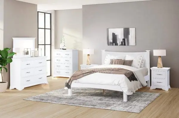 Crowther Lipari White Wooden Bed