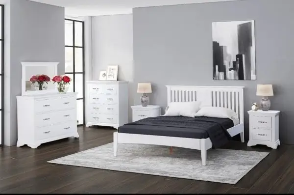 Crowther Sorrento White Wooden Bed