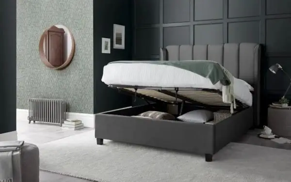 Calder House Avon Ottoman Grey Fabric Bed 01