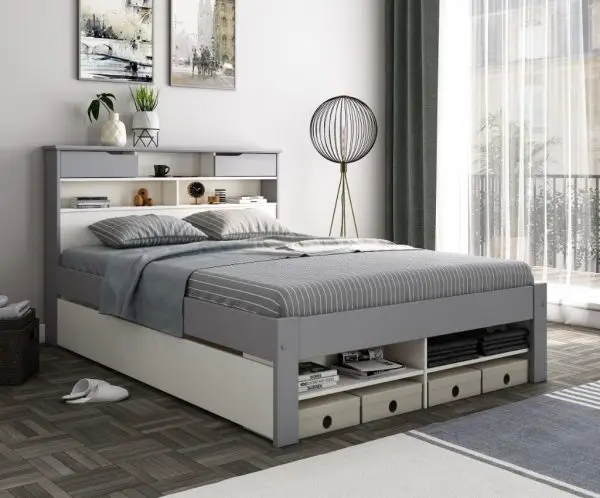 Calder House Fairwood White Grey Wooden Bed 01