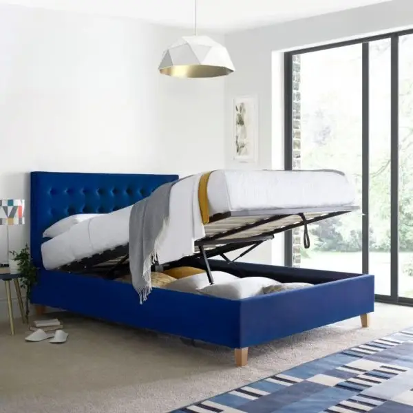 Calder House Kelway Ottoman Blue Fabric Bed 01
