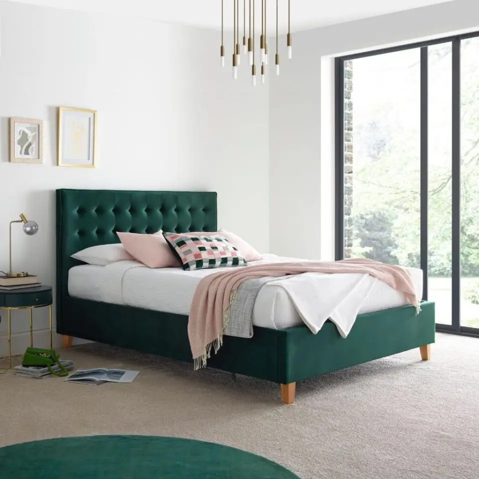 Calder House Kelway Ottoman Green Fabric Bed 02