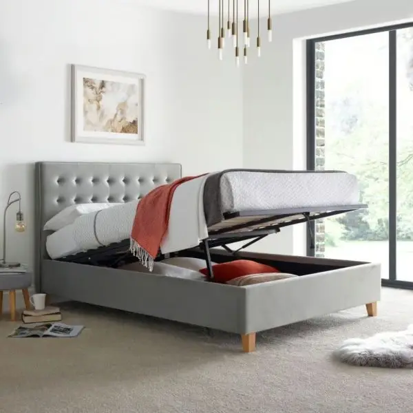 Calder House Kelway Ottoman Grey Fabric Bed 01
