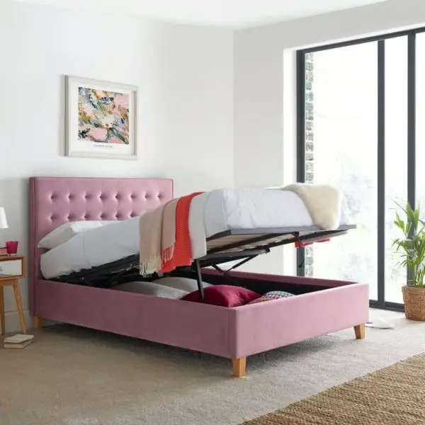 Calder House Kelway Ottoman Pink Fabric Bed 01