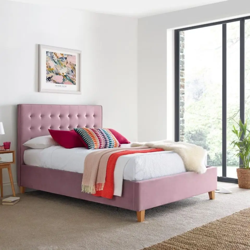 Calder House Kelway Ottoman Pink Fabric Bed 02