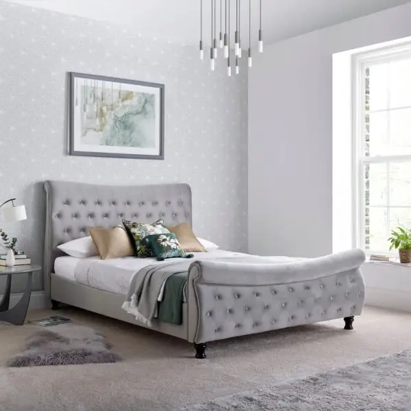 Calder House Ogden Grey Fabric Bed 01