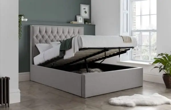 Calder House Wilton Ottoman Grey Fabric Bed 01