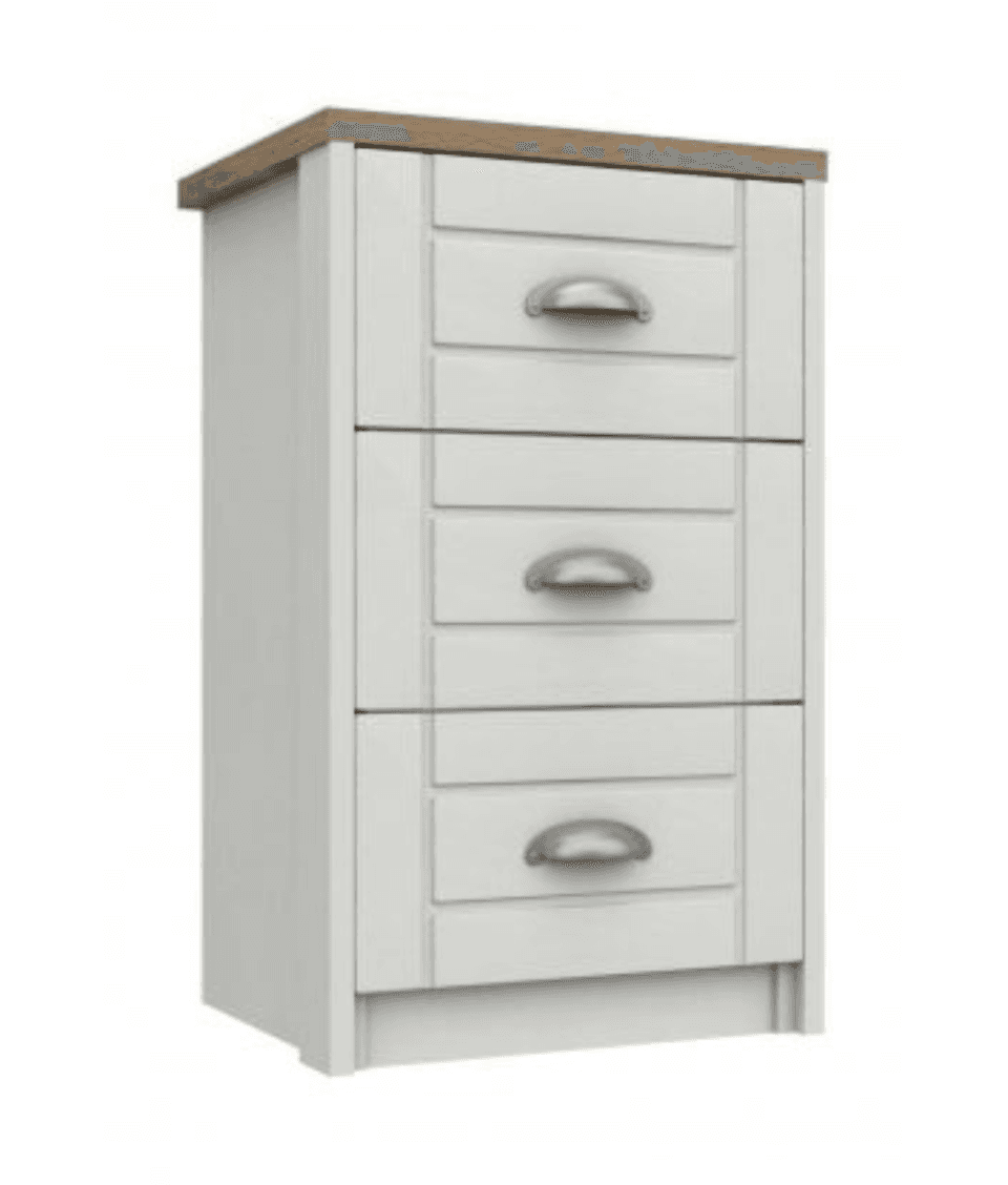 Mars 3 Drawer Bedside Chest Natural Oak And White