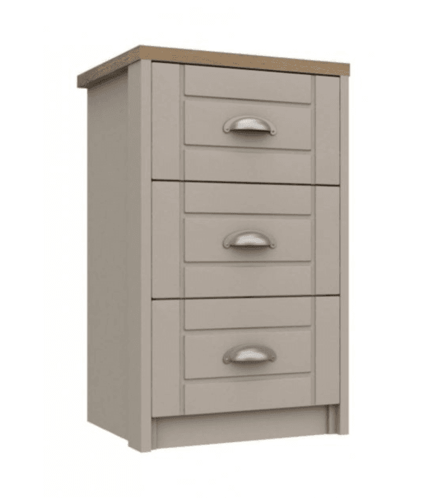 Mars 3 Drawer Bedside Chest Rustic Oak And Fried Earth