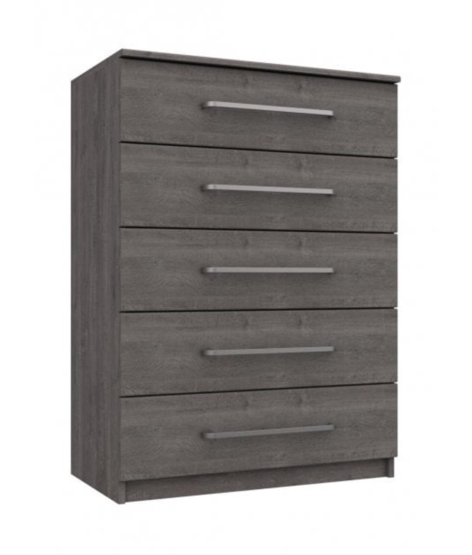 Paris 5 Drawer Chest Dark Grey Oak