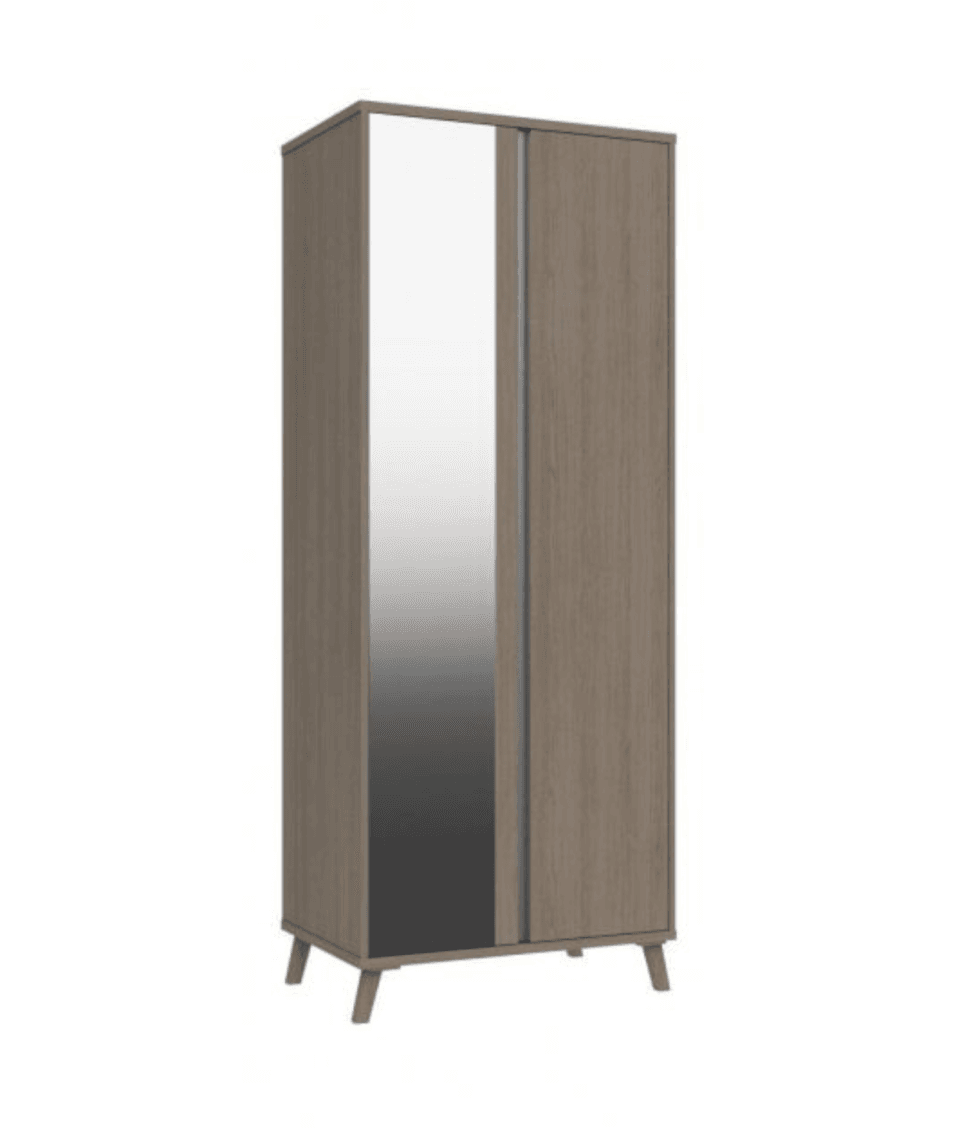 Rome 2 Door Robe With Mirror Grey Oak
