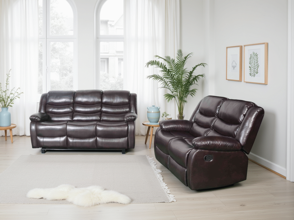 Prestique20 Manual Recliner Sofa Brown 3+2 Set