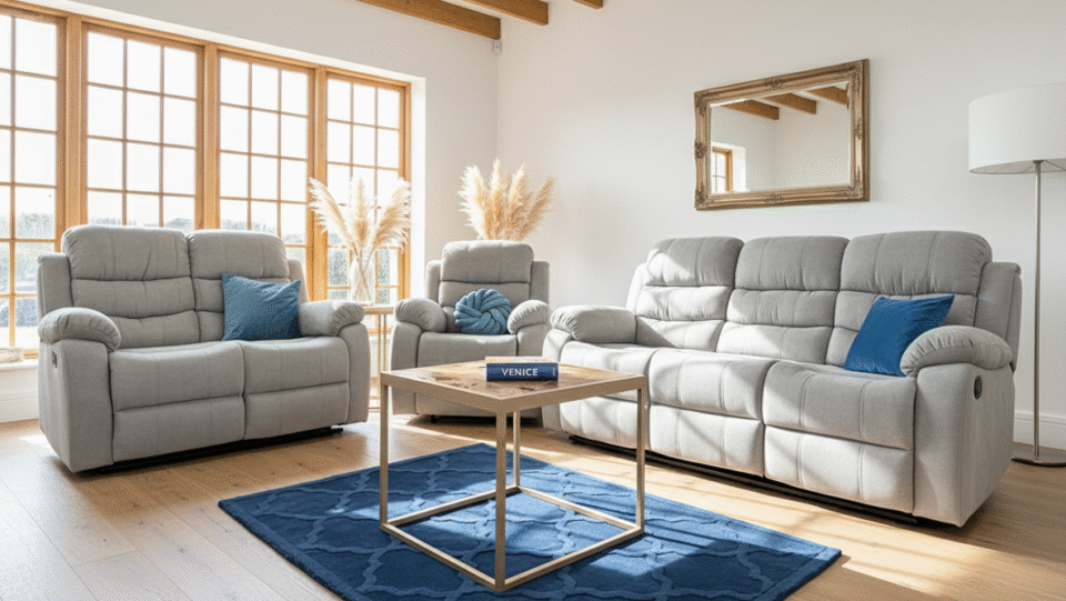 Valencis61 Manual Recliner Sofa Grey 3+2+1