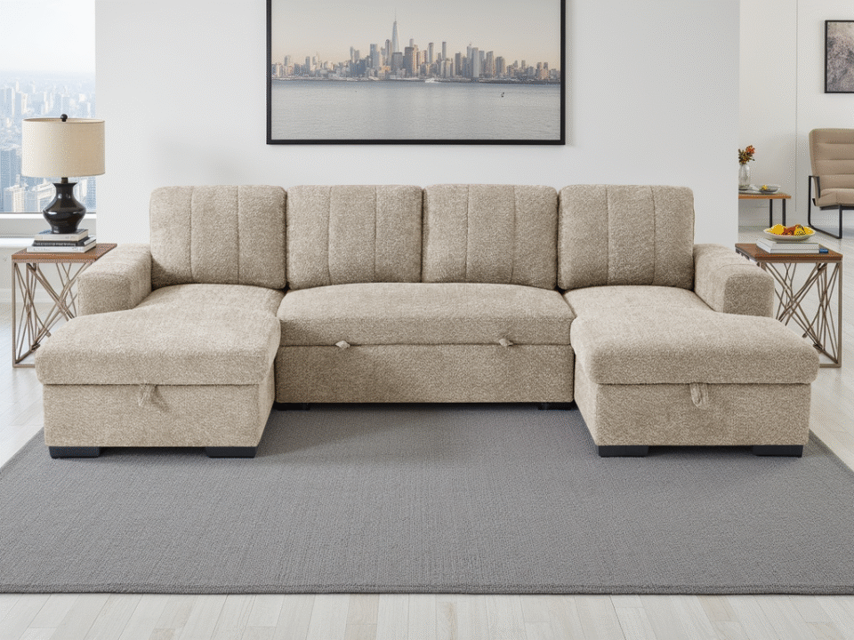 Liore Sofabed Beige U Shape Corner