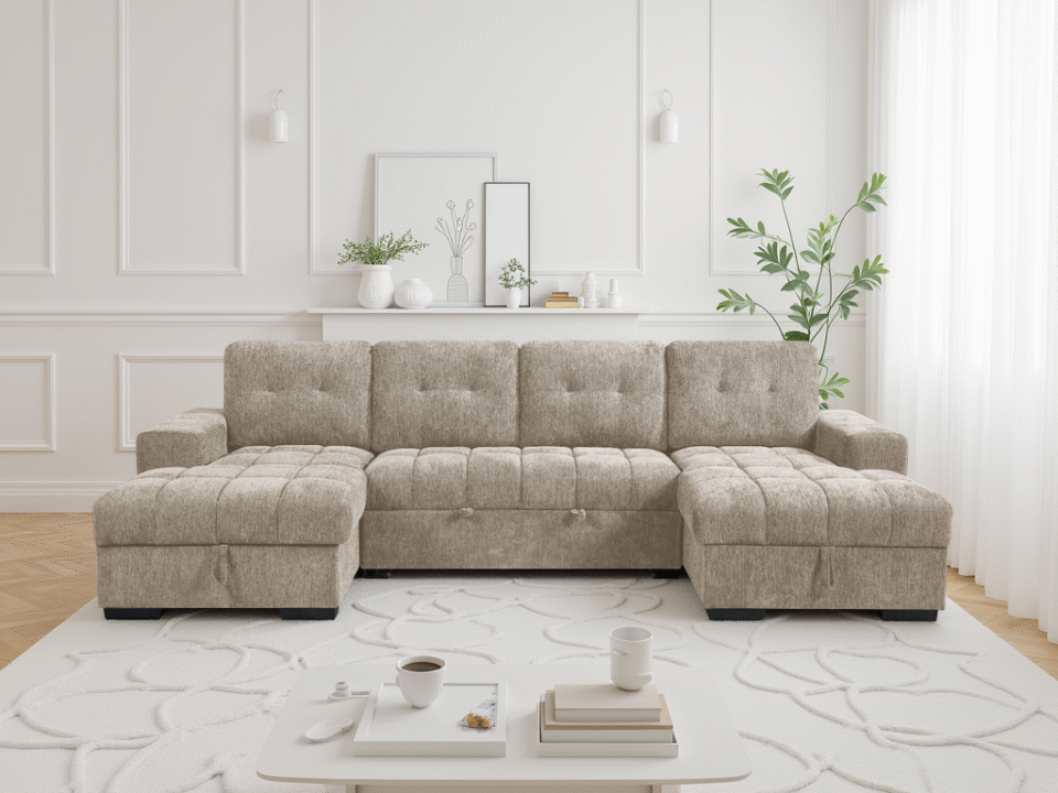 Bellmont Sofabed Beige U Shape Corner