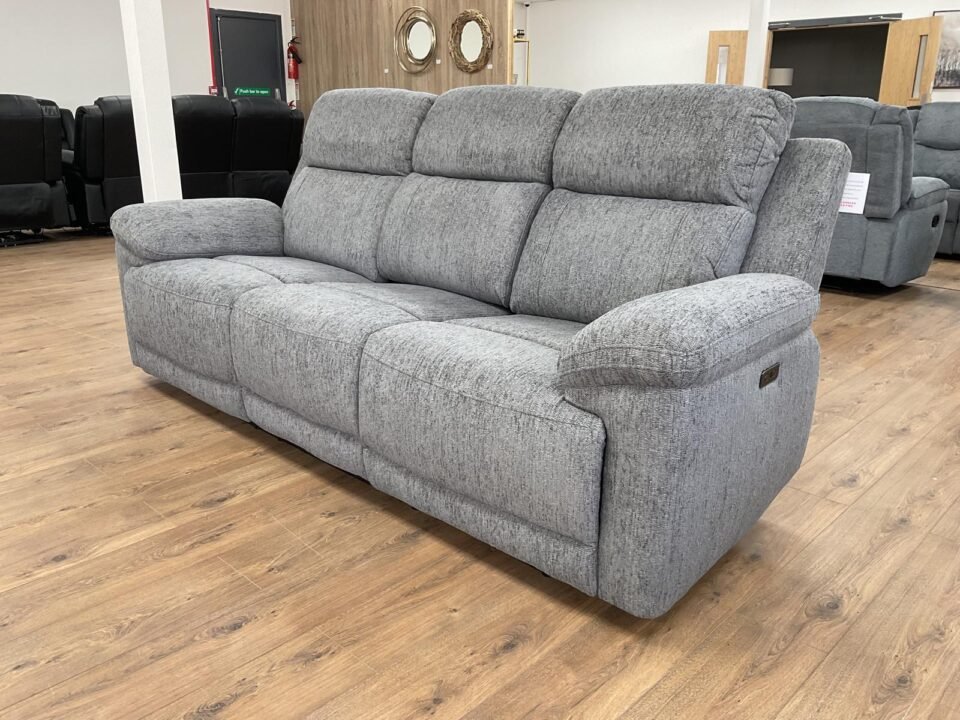 Orlisse Electric Recliner Sofa Grey 3 Seater