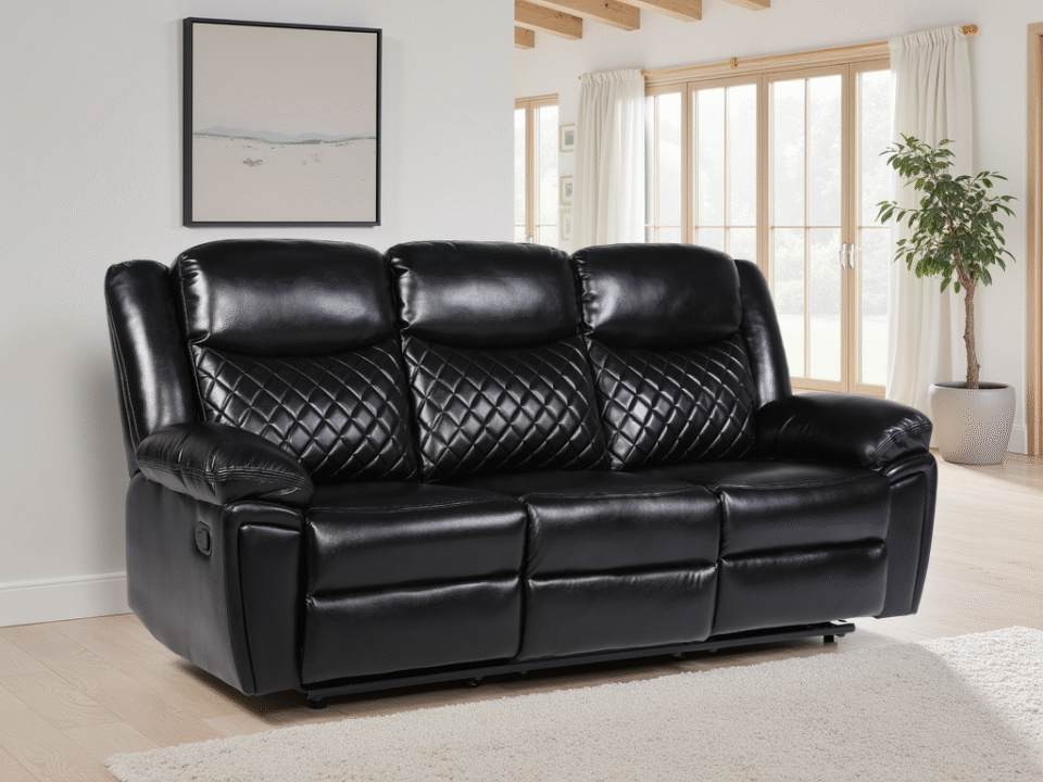 Elysion Recliner Sofa Black 3 Seater