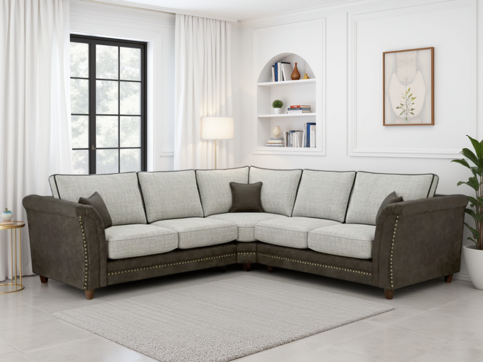 Bella Fullback Sofa Grey Large Corner